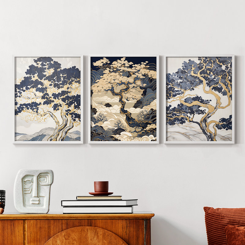 Lanscape Study Series XL III -Set de 3 estampes numériques giclées -Prêt à accrocher, Blanc, H 20 po x l 16 po