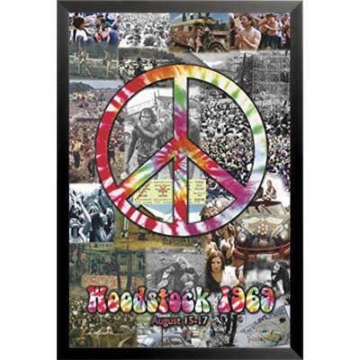 Impression encadrée «Woodstock, Peace Collage»