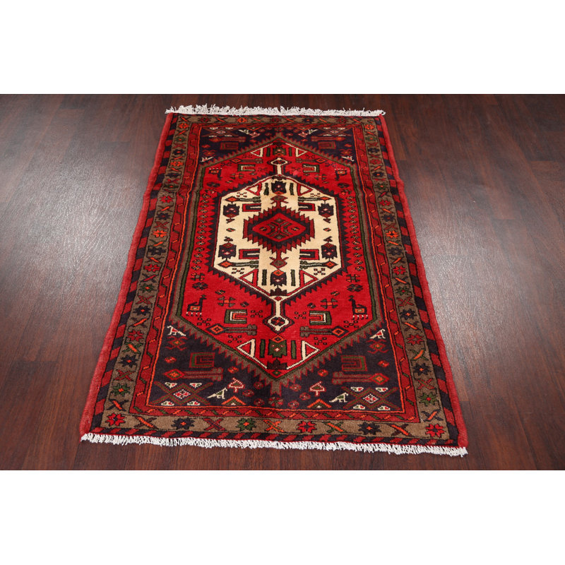 Tapis décoratif en laine noué à la main de conception unique 3 pi 1 po x 4 pi 7 po New Age