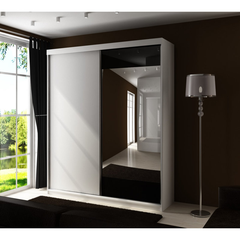 Maynerd 2 Door Solid + Manufactured Wood Wardrobe, White/Black