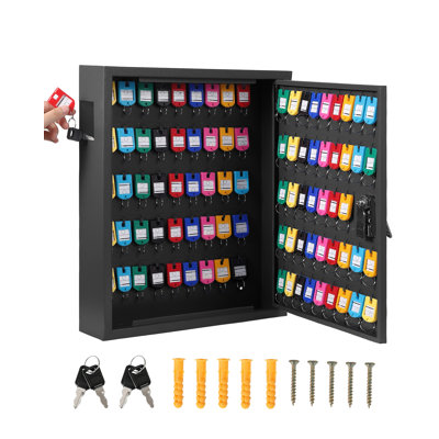 Heavy Duty Wall Mount Key Storage Cabinet – Secure Lock Box with 88 Key Hooks, Color Coding Tags & Drop Slot – Large Capacity Organizer for Office, Hotel, Car, Property Management