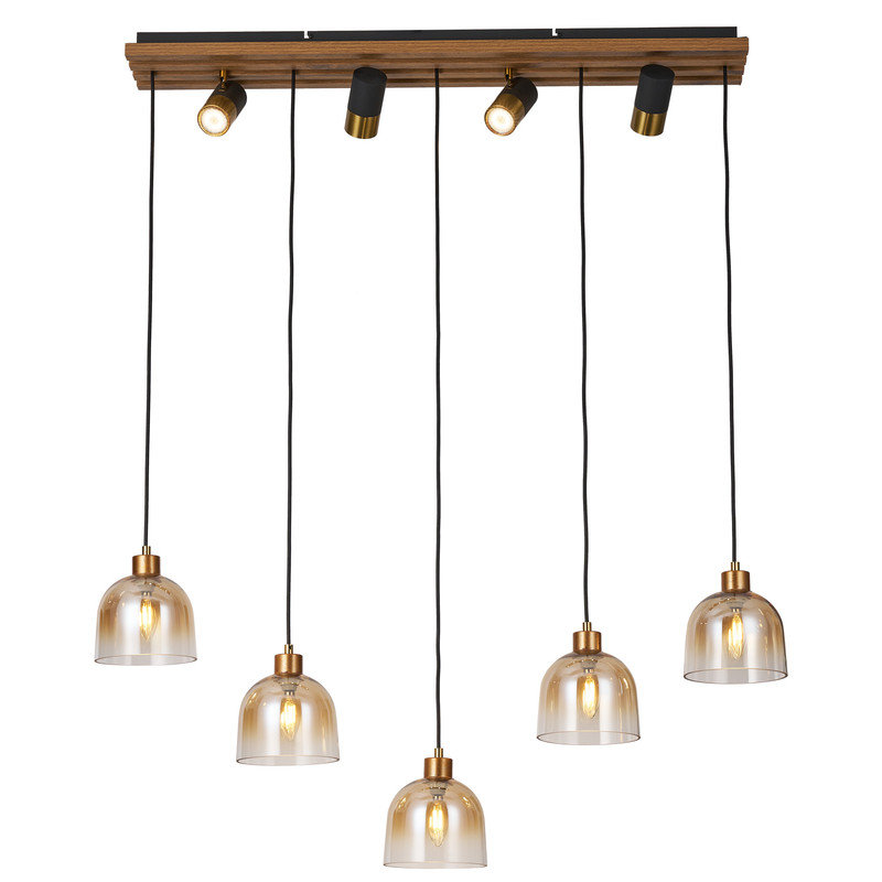 Lustre îlot de style ambre 5 lumières 40 po avec 4 projecteurs réglables 40 po