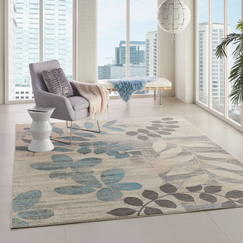 Leeming Floral Indoor Rug, Rectangle 7' x 10'