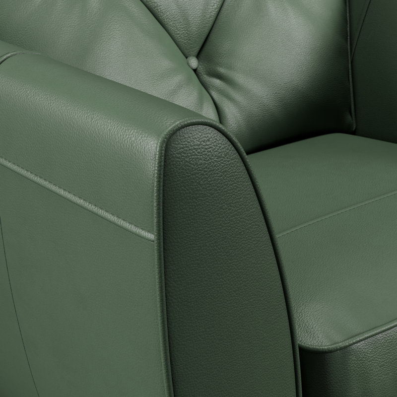 Marylin Leather Armchair, Hunter Green, Dark Wood