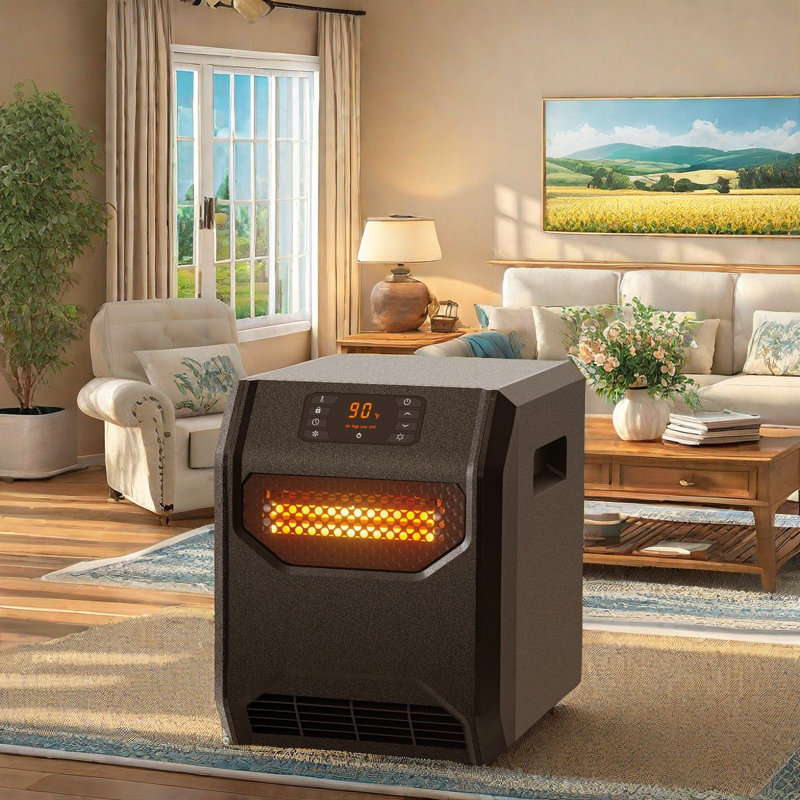 Space Heater With Uvc Air Purification, 1500W/1000W/Eco Mode, Thermostat & Temperature Control, 12-Hour Timer, Led Display, Tip-Over & Overheat Protection, Child Safety Lock, Remote Control, Compact Design