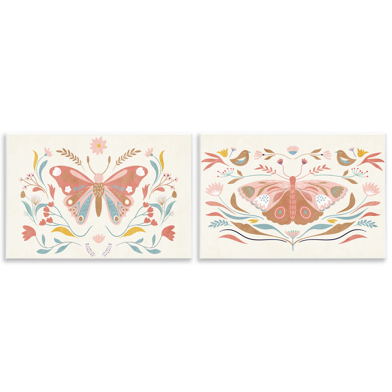  "Folk Butterflies & Florals", ensemble d'art sur plaque par Kim Allen, H 10 po x l 15 po
