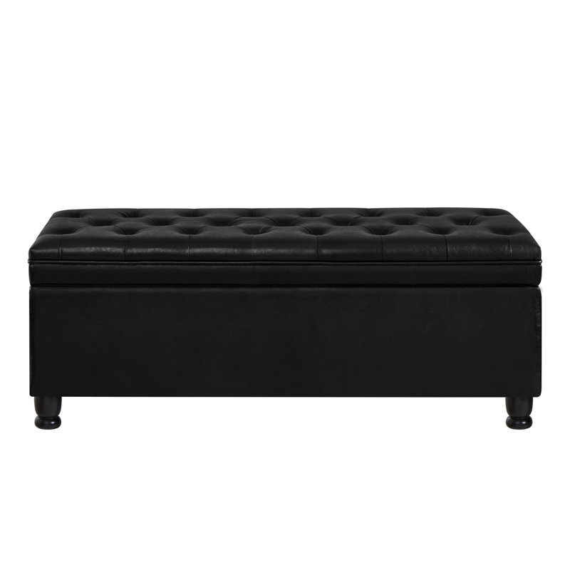 Upholstered tufted button storage bench