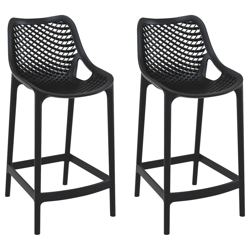 Tabouret de bar pour le patio Farrah, Noir, noir, noir, noir, 25.6"