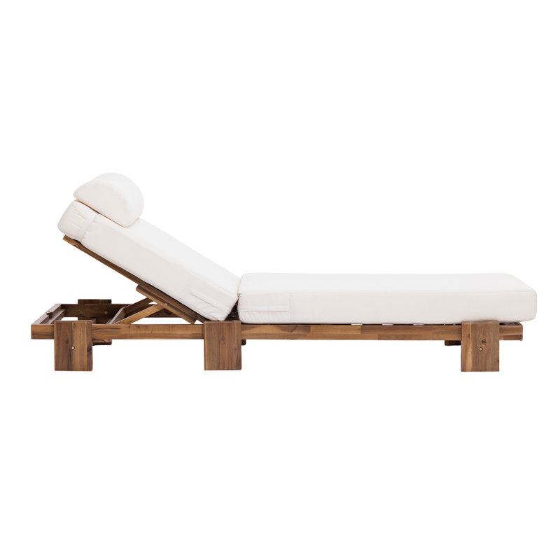 Chaise longue d'extérieur, coussin inclus, Beige