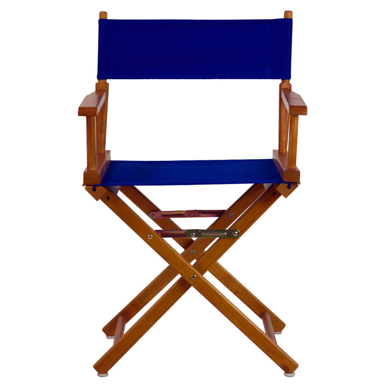 Chaise de réalisateur pliante 18 po, Bleu royal, Chêne miel
