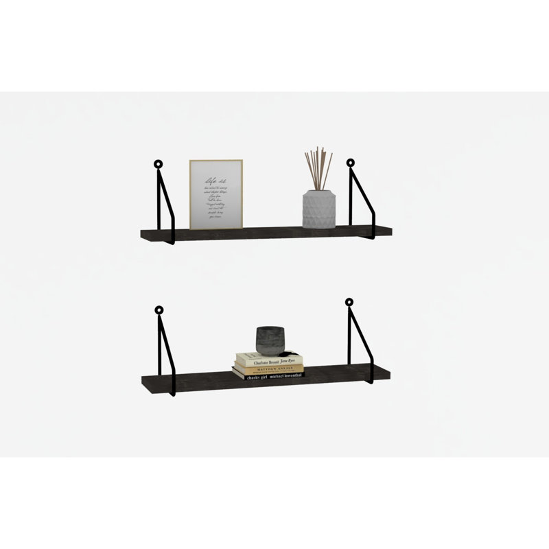 Tablette murale moderne, anthracite, 23,6 po x 4,7 po x 0,7 po | 100% panneau de particules enduit de mélamine, épaisseur: 0,7 pouce | Idéal pour la maison et le bureau, design industriel élégant, commodité murale