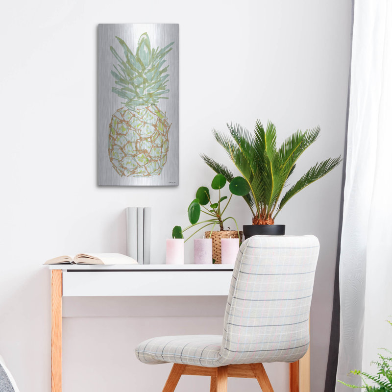 «Sketchy Pineapple 2» par Stellar Design Studio, art mural en métal, 24 po x 48 po, H 24 po x l 12 po