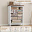 5 commodes pour la chambre à coucher, commode verticale de 41,3 po de hauteur avec grand rangement, commode en bois autoportante pour chambre à coucher, salon, blanc et brun