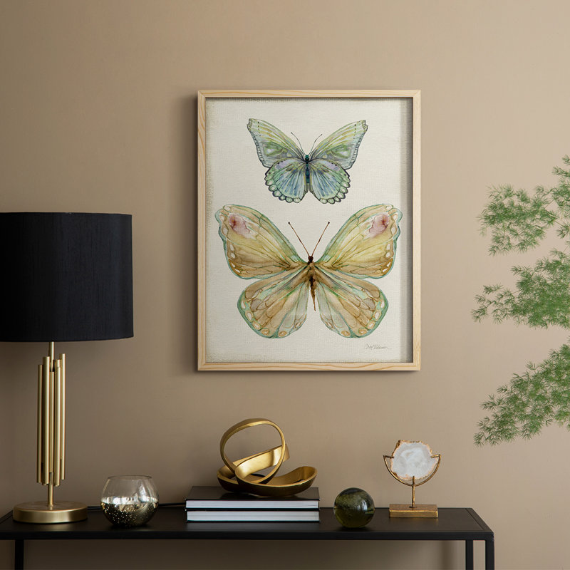 «Botanical Butterfly II», reproduction encadrée - bois massif, Naturel, H 30 po x l 24 po
