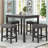 5 Piece Transitional Counter Dining Set, 36-inch Square Dining Table with 4 Tufted Counter Height Stools-1038724559-1038724553