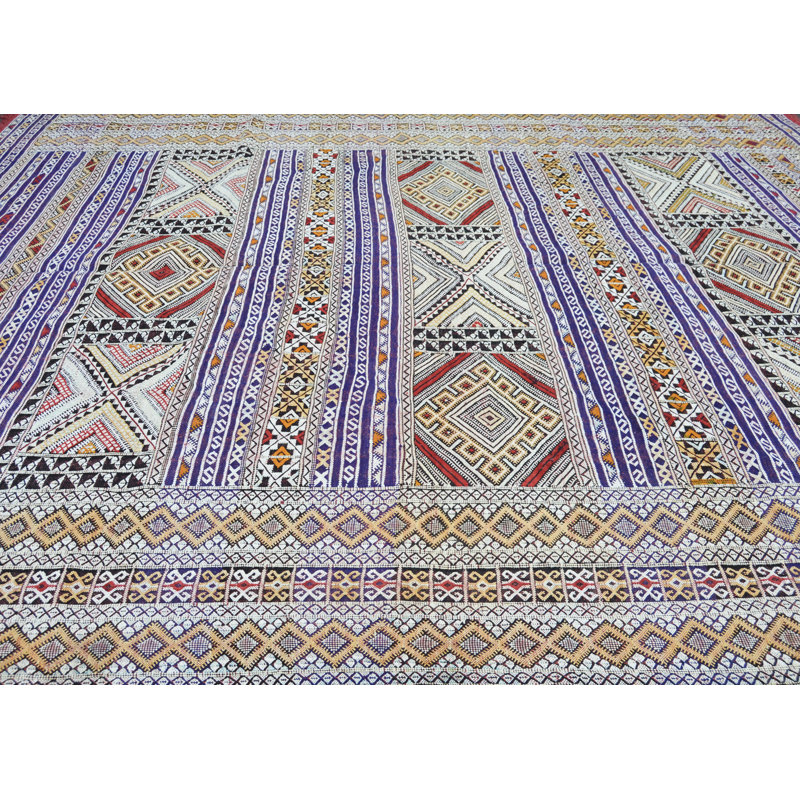 One-of-a-Kind Rectangle 6'9'' X 8'5'' 1990s Wool Area Rug Blue/Gold/Orange