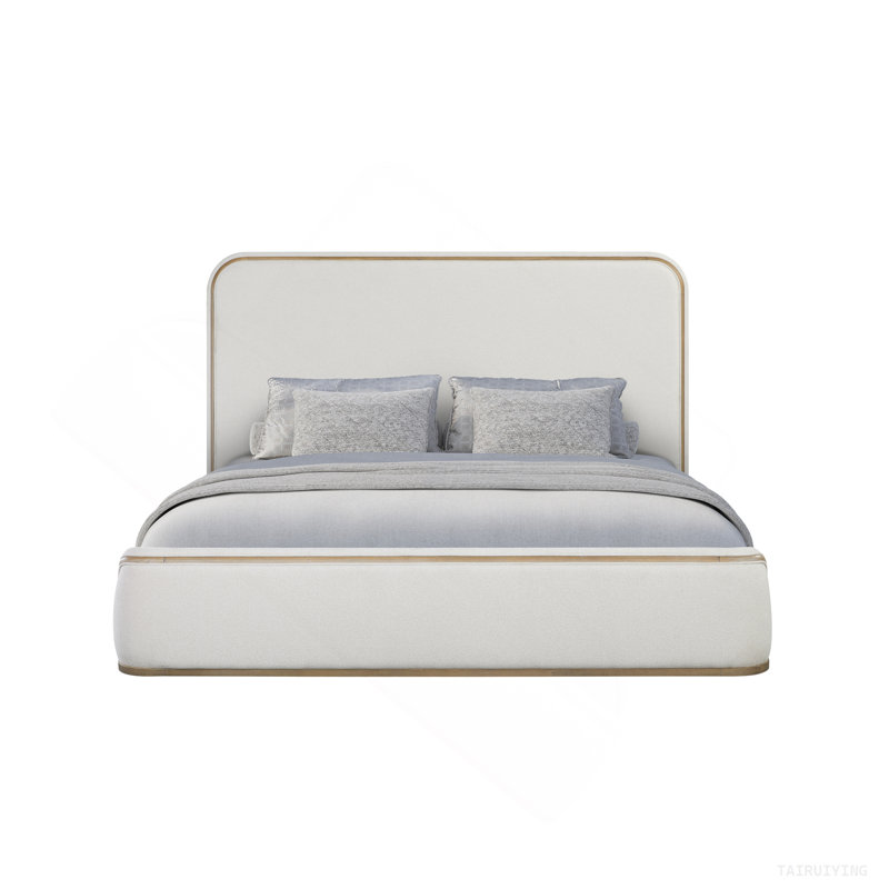 Très grand lit tapissier - Caramel et sable blanc, Très grand lit