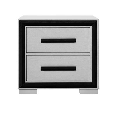 Solid Wood + Black Dresser With 2 Expansive Drawers For Fashionable Homes Big And A Sleek Silver Accent -