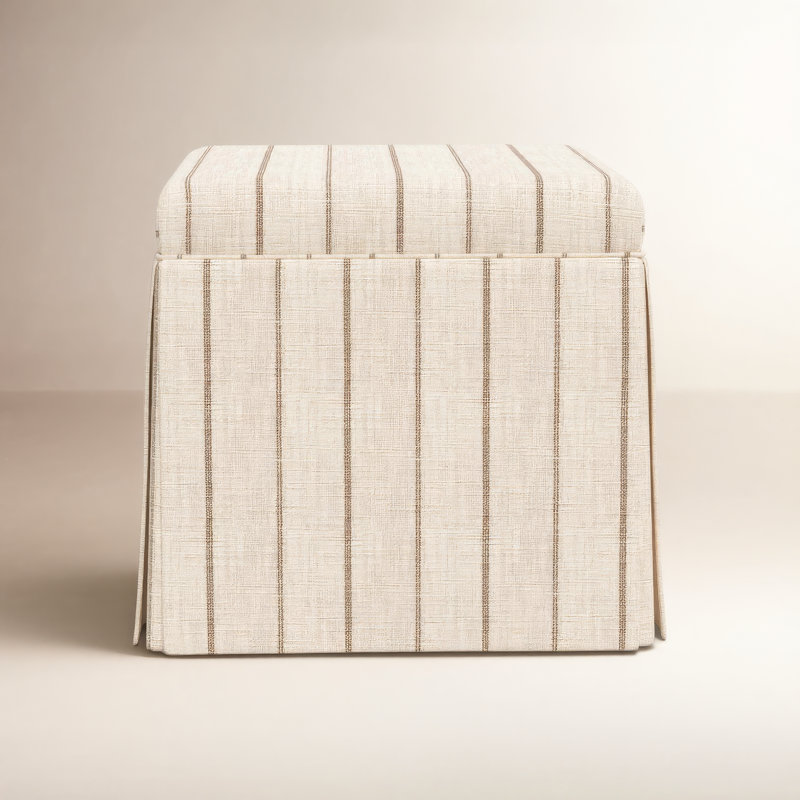 Jebb Upholstered Storage Ottoman, Fritz Charcoal Stripe