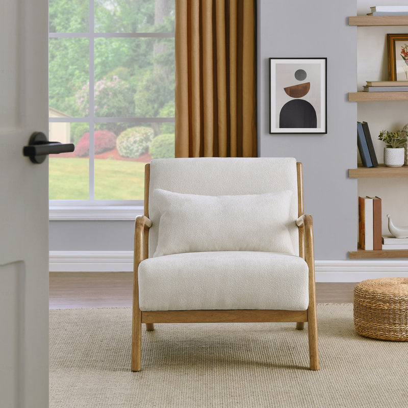 Chaise d'appoint de style moderne avec coussin lombaire amovible, Naturel
