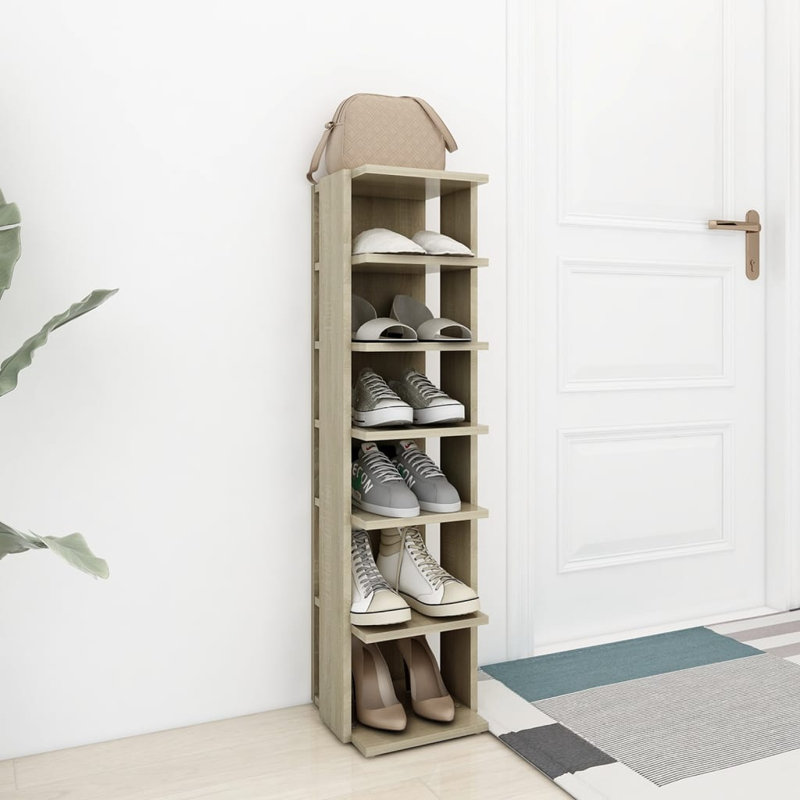 6 Pair Flip Down Shoe Storage, Sonoma Oak