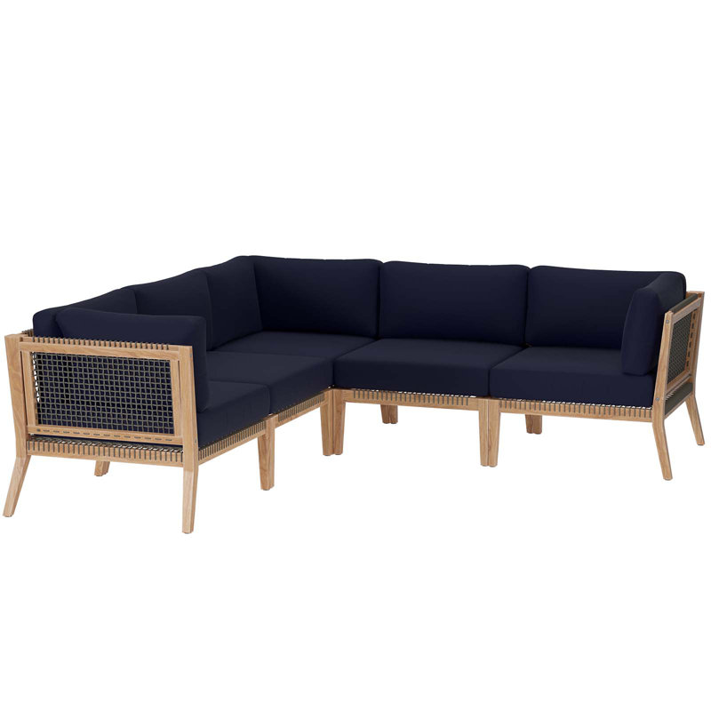 Canapé modulaire d'extérieur 5 pièces Clearwater, Bleu marine