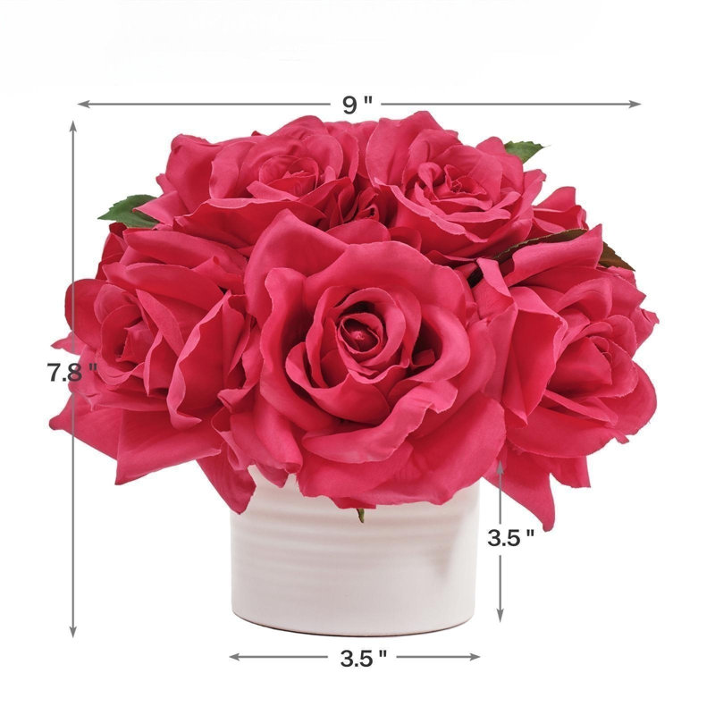 Arrangement de roses en soie en pot