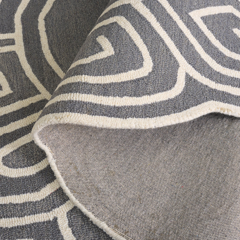 Tapis géométrique en laine / coton touffeté à la main Novelty Portleven, Ovale 6 pi x 9 pi