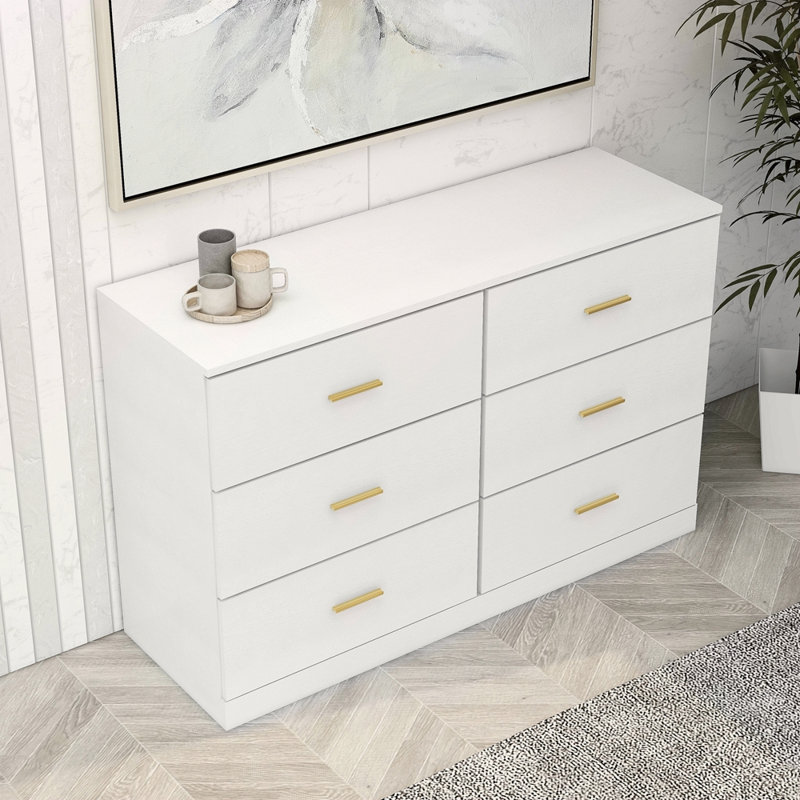 Commode moderne à 6 tiroirs pour la chambre à coucher - Vaste commode de rangement, robuste et sécuritaire