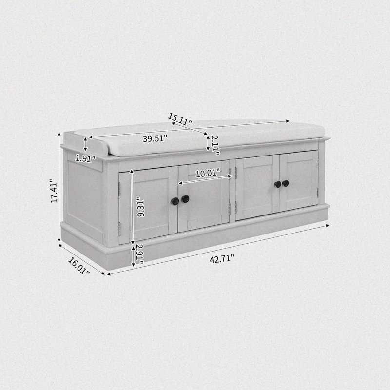Linen Blend Upholstered Storage Bench, Gray Wash