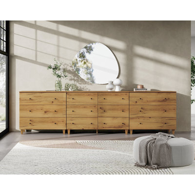 Lysiane 3-In-1 Wide Dresser With 12 Drawers For Bedroom