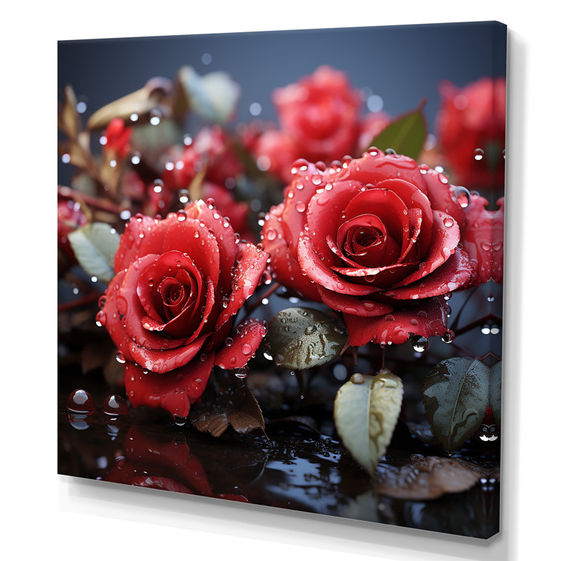 «Crimson Rose Passion III», reproduction sur toile, Toile tendue, H 24 po x l 24 po