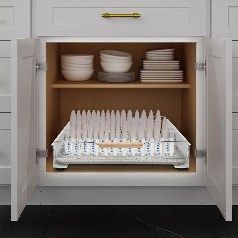 Pull Out Drawer Kitchen Cabinet Organizer Bottom-Mounted Slide Out Storage Shelf
