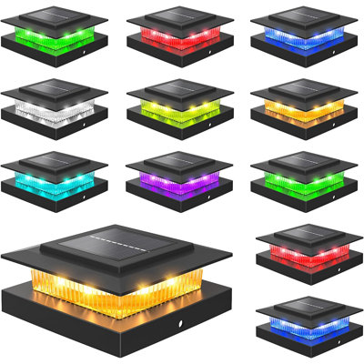 Solar Post Cap Lights Outdoor Waterproof, 4x4 Post Solar Lights RGB Color Changing