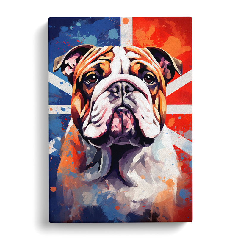 British Bulldog Abstract Art No.2 - No Frame Print, 60cm H x 40cm W x 3cm D