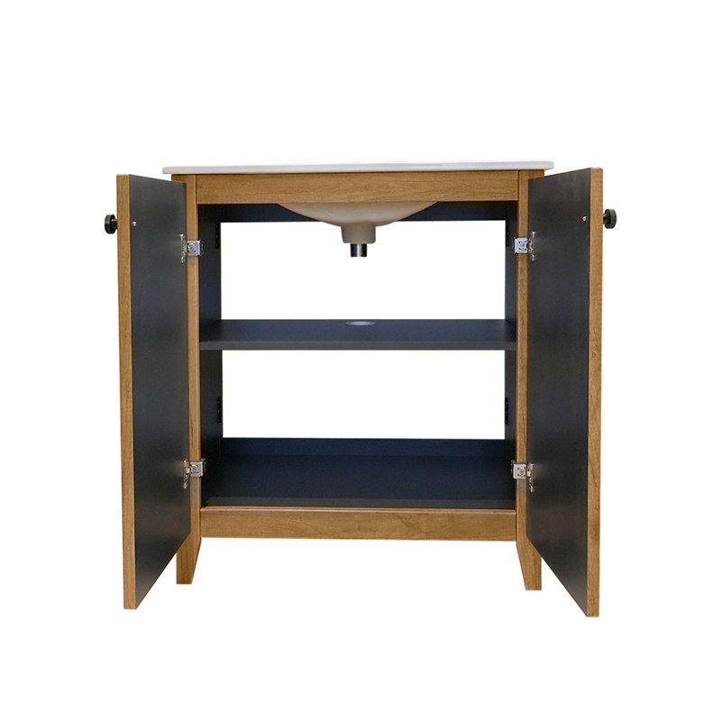 Armoire de plancher pliante 30 pouces avec évier en céramique - Installation brevetée en 1 minute, peu encombrante et facile à assembler