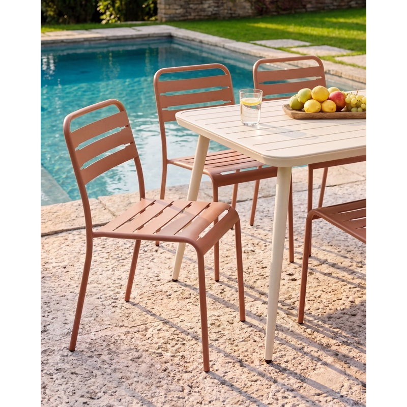 Stackable Outdoor Patio Dining Side Chair, Brown