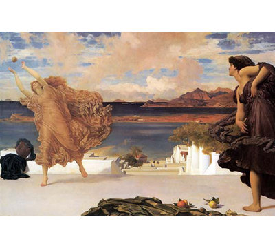 « grec filles playing ball » par lord frederick leighton, reproduction d’art