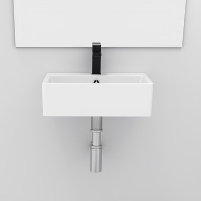 PLUSTEEL 16'' Ceramic Rectangular Wall Mount Bathroom Sink