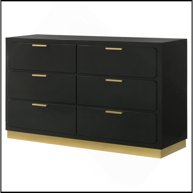 Commode 6 tiroirs Sophia, Noir