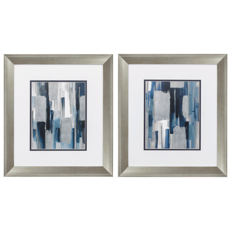 «Mirage Silver Brushed Frame», ensemble de 2 reproductions d'art encadrées