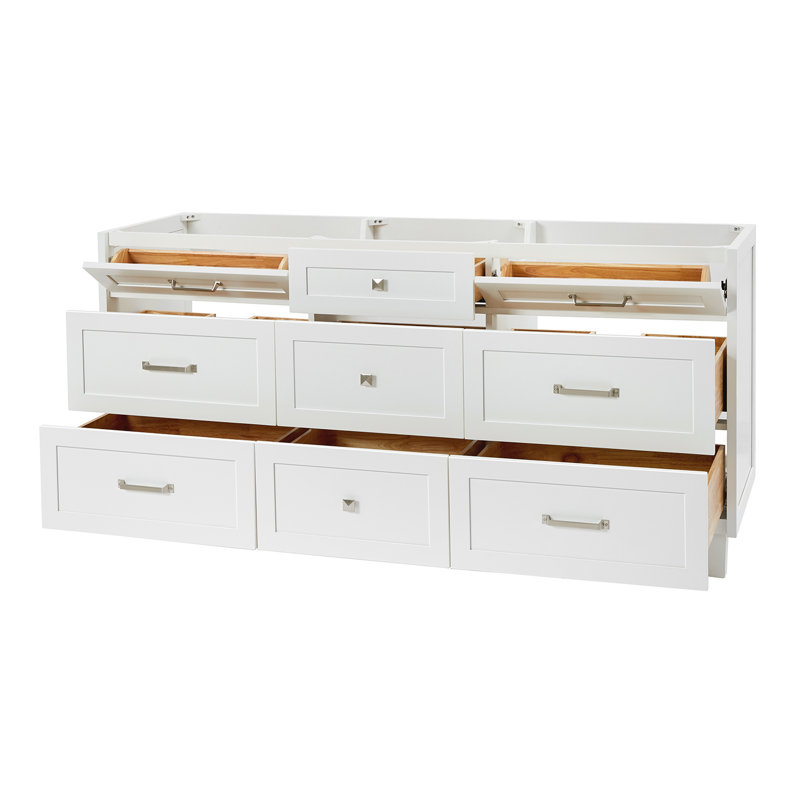 ARIEL Monroe 72 Double Bathroom Vanity Base Only, White