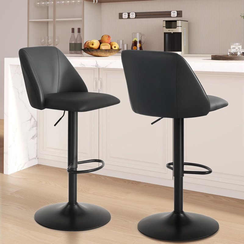 Swivel Bar Stool, Black/Faux Leather