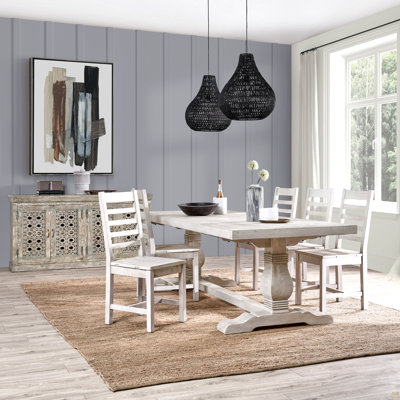 Caleb 94" Dining Table Distressed Ivory