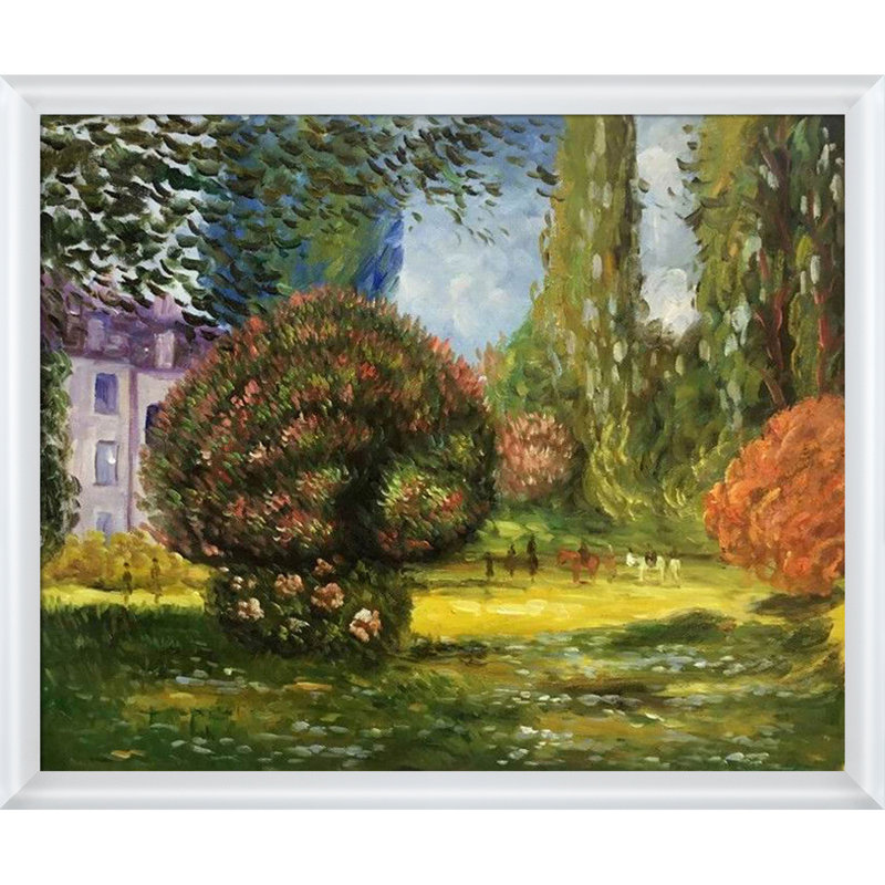 «Il Parco Monceau», 1876, peinture sur toile encadrée, H 22,75 po x l 26,75 po x P 2 po, Arrondi blanc moderne