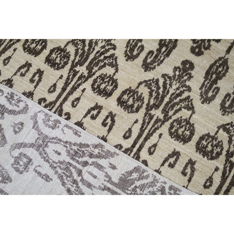 Tapis ivoire et brun noué à la main de haute qualité