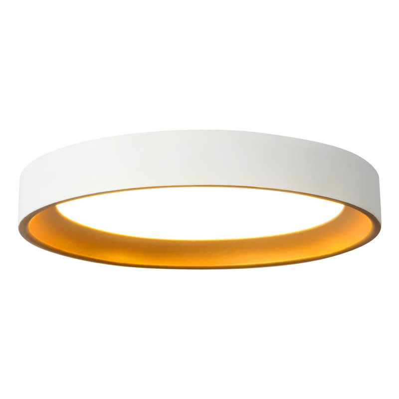 Nix 9-in Black dimmable LED Flush Mount, White/Gold