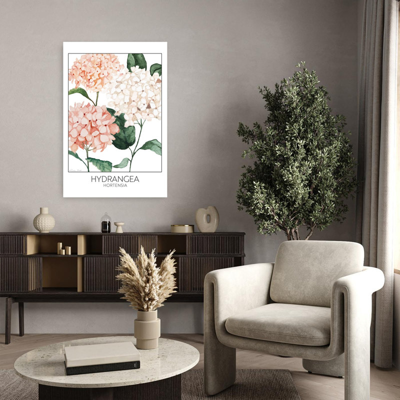 Hortensia, art floral contemporain, H 36 po x l 24 po