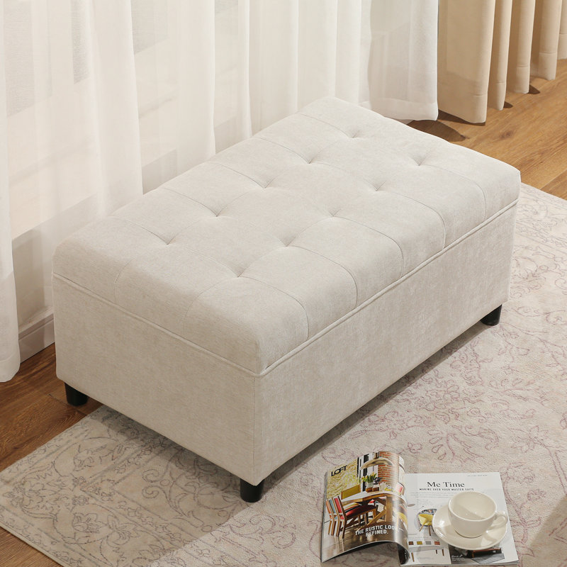 Banc de rangement rabattable, Blanc cassé / blanc