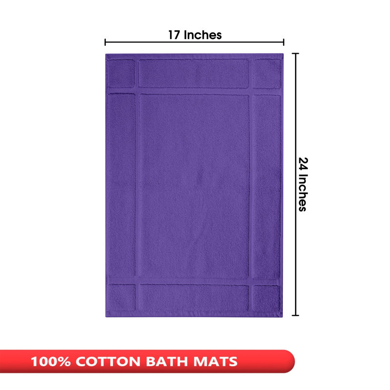Tapis de bain 100% coton 1350 g / m² pour plancher de salle de bain, Mauve, L 24 po x L 17 po